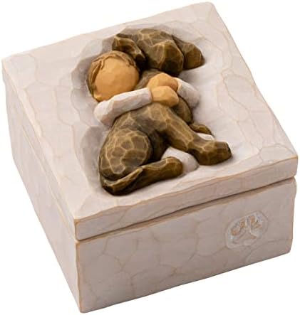 Willow Tree Hug Dark Dog Hand-Painted Keepsake Box