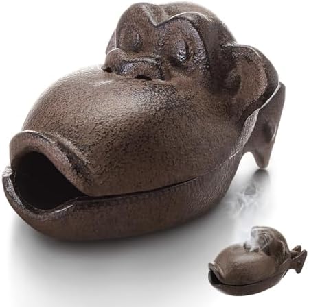 LemonRoad Cast Iron Monkey Cigar Ashtray