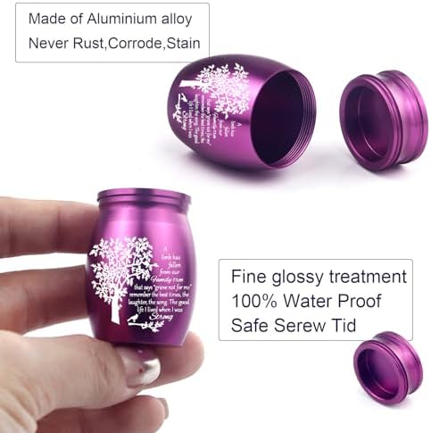 Cremation Urn Necklace Set of 6 Purple Memorial Ashes Holder