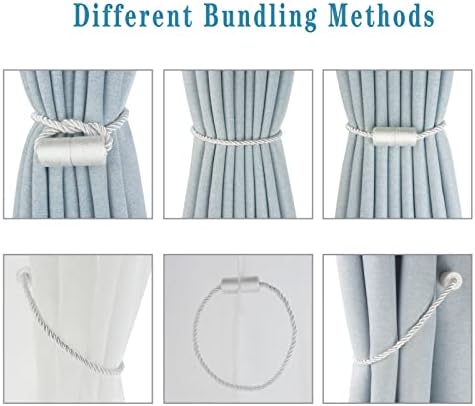 Hangtty Magnetic Curtain Tiebacks 6 Pack White Holdbacks