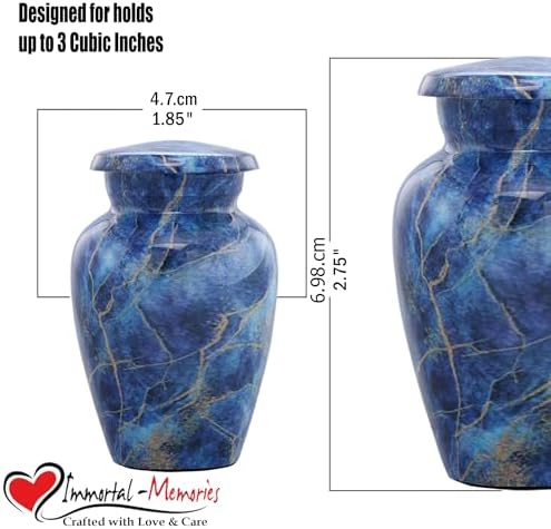 Marble Finish Mini Cremation Urn for Ashes - Exotic Blue