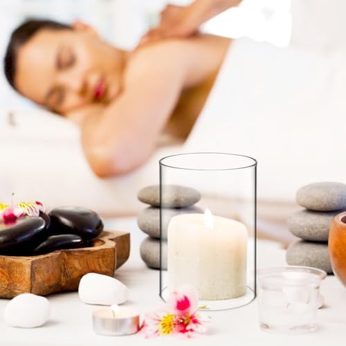 Holibanna Cylinder Vases 2pcs Candle Chimney Glass Holder