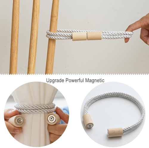 Contoeey Magnetic Boho Curtain Holders 2 Pack White
