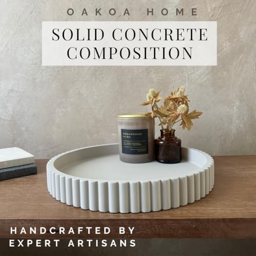 OAKOA Concrete Round Decorative Tray - Modern Home Decor