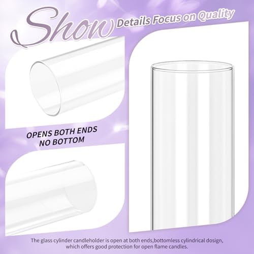 6 Pack Hurricane Candle Holders Clear Borosilicate Glass Cylinder Tube Covers