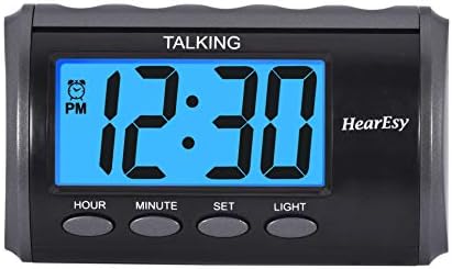 HearEsy Talking Alarm Clock - Large Numbers Dark Grey Display