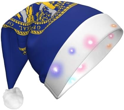 Nebraska Flag Print Christmas Hat with LED Light