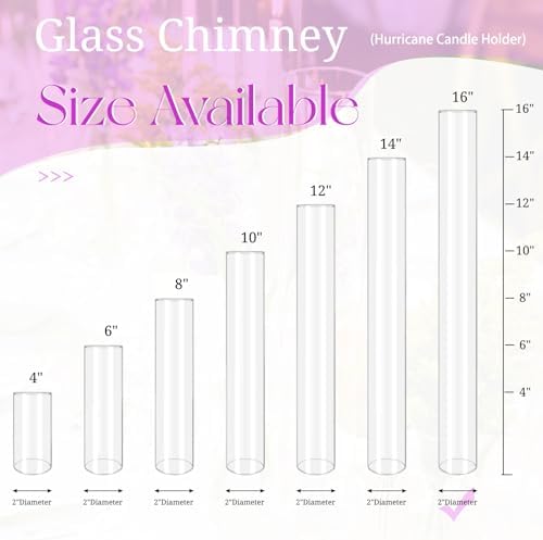 6 Pcs Open Ended Clear Hurricane Candle Holder