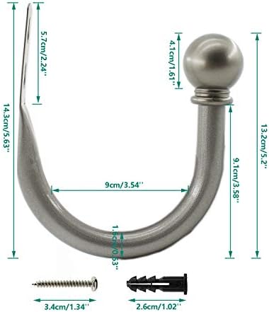 Ulifestar Decorative Curtain Holdbacks Hooks Grey