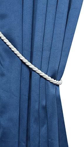 2 Pack Curtain Ropes Tiebacks Handmade Holdbacks - Polyester White