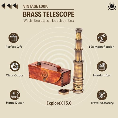 1920 Vintage Brass Telescope with Leather Case