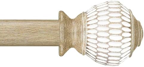 Byondeth Adjustable Window Curtain Rods 1 Inch Diameter with Wood Grain Finials