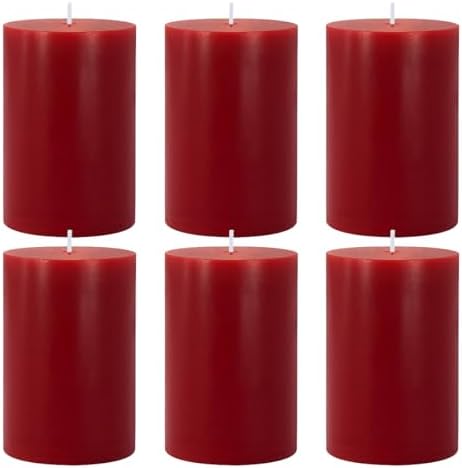 Amusaer 6 Pack Red Pillar Candles 4 Inch Tall