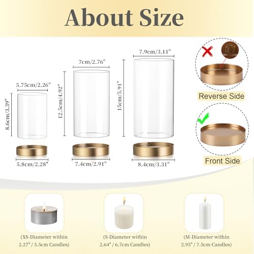 Hewory Gold Hurricane Candle Holder Set of 6
