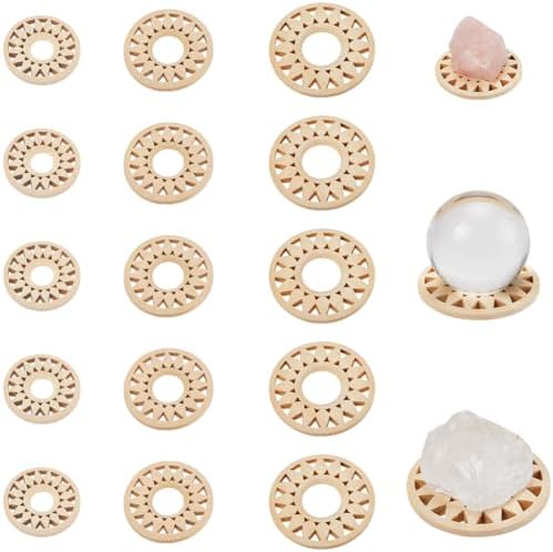 15Pcs Crystal Ball Display Stand Wooden Pedestals