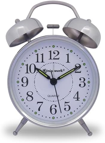 Loud Bell Alarm Clock with Night Light and Silent Hands