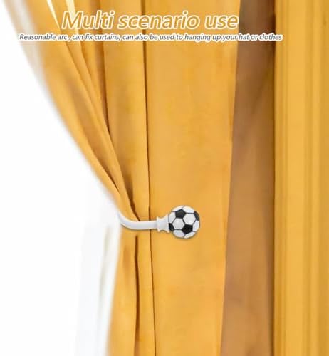 Artibetter White Metal Curtain Holdback with Soccer Design