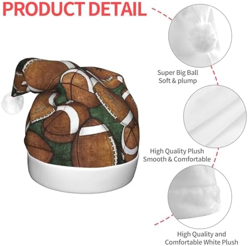 Football Green Print Christmas Hat with LED Lights