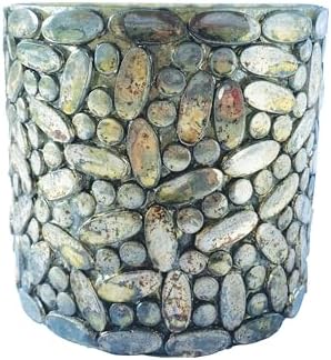 Creative Co Op Oxidized Glass Mosaic Votive Candleholder Pewter Finish
