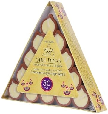 Welburn VedaCo Pure Cow Ghee Diya Set - 30 Pieces