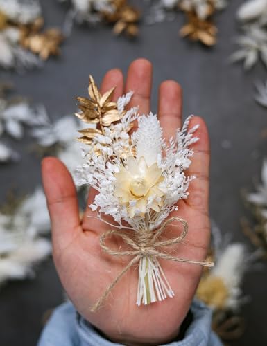 Xins Convey Mini Dried Flower Bouquet Set Pack of 12 Gold