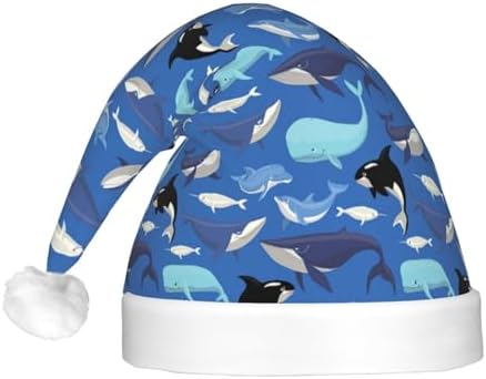 Whale Pattern Print LED Christmas Hat for Adults