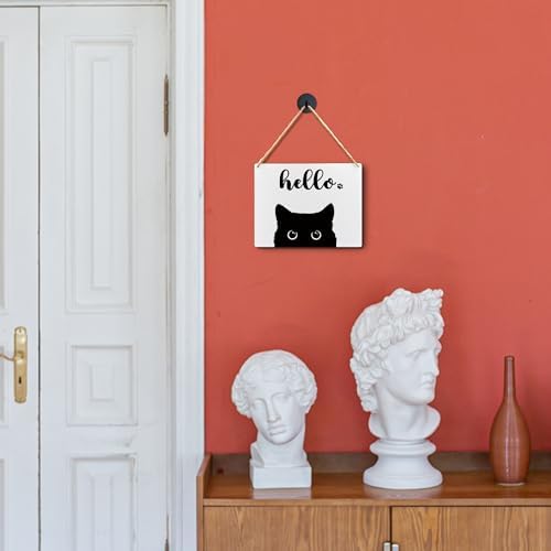 Lacosu Wall Pediment Cat Welcome Sign 8x10 Inches