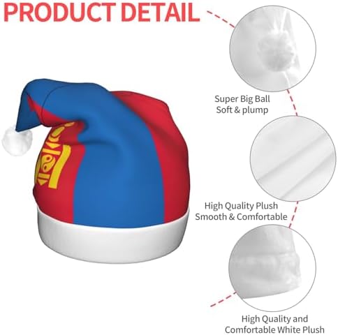 Mongolian Flag Print Christmas LED Hat for Festive Parties