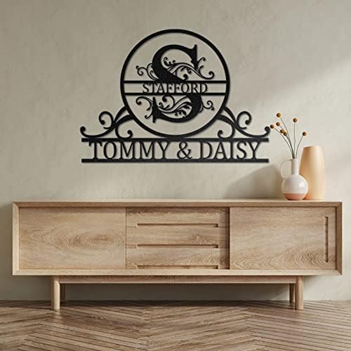 Custom Name Metal Sign - Personalized Last Name Monogram Wall Decor