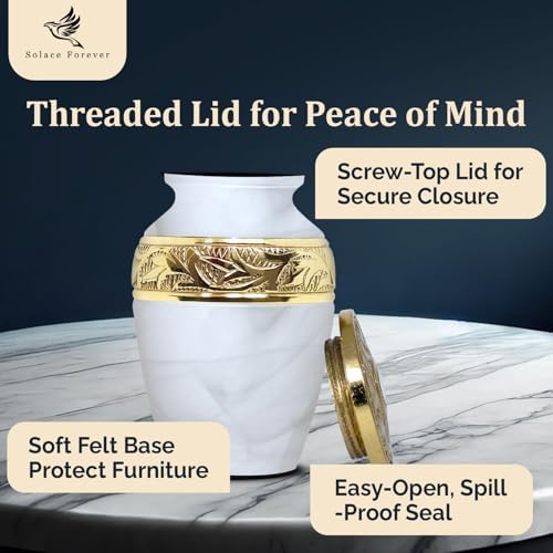 Solace Forever Small Urn for Human Ashes - White Keepsake Urn