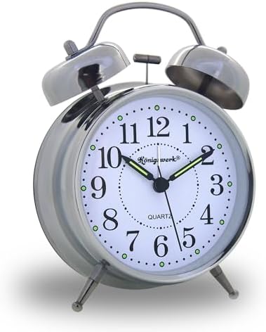Loud Bell Alarm Clock with Night Light and Silent Hands