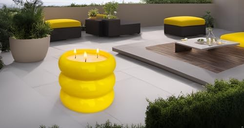 Yellow Ceramic 3 Wick Citronella Candle 18oz for Outdoor Use