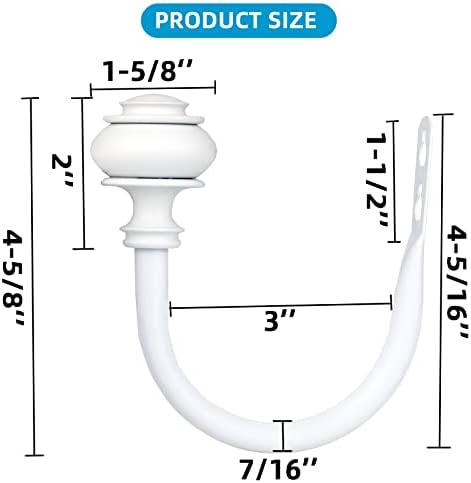 4Pcs Curtain Holdbacks - White Wall Mounted Drapery Tiebacks with Screws