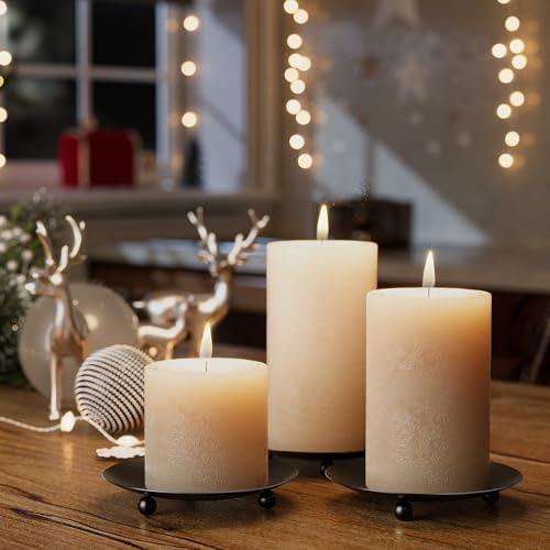 Matte Black Metal Candle Holders Set of 2