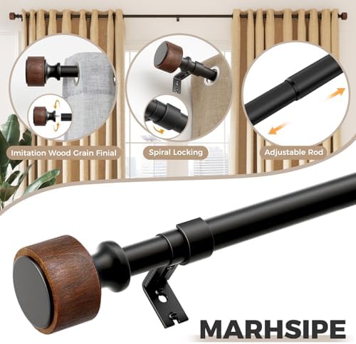 Wood Curtain Rods 30-88 Inches Heavy Duty 1 Inch Diameter
