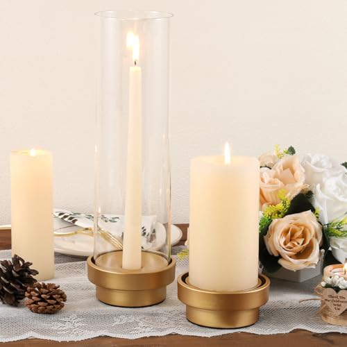 SUJUN Gold Hurricane Candle Holders Set of 2