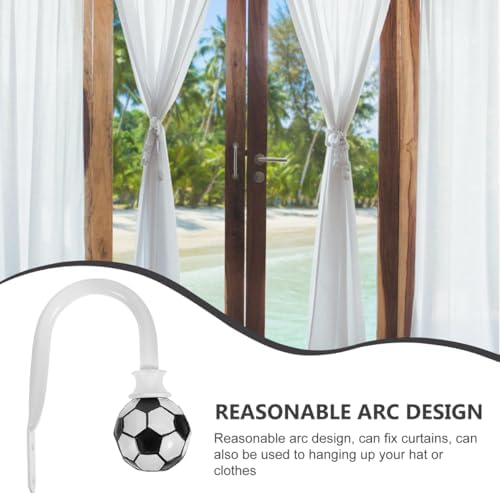 Artibetter White Metal Curtain Holdback with Soccer Design