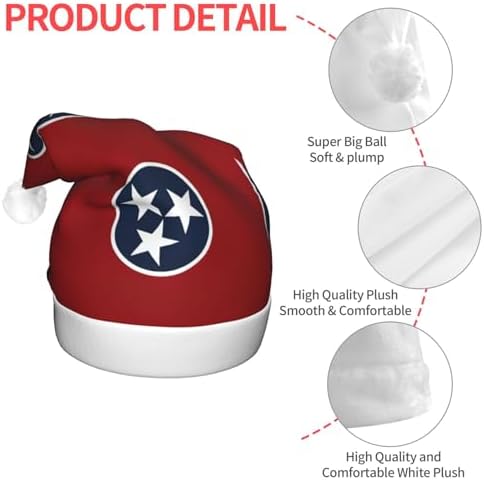 Tennessee State Flag Print Christmas Hat with LED