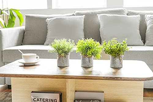 Mkono 3 Pack Artificial Plants in Galvanized Pots