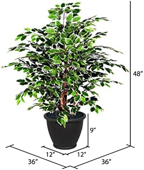 Vickerman 4 Artificial Variegated Ficus Bush with Container