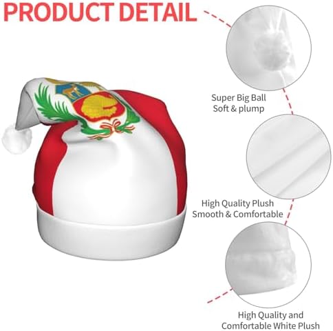 Peru Flag Christmas Hat with LED Lights