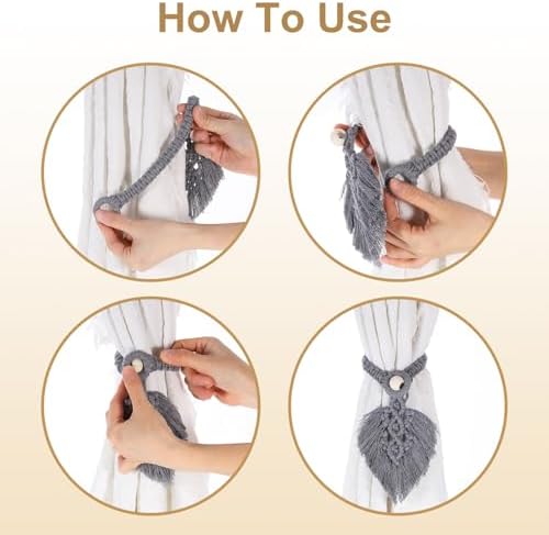 Uxcell 6 Pack Tassel Curtain Tiebacks Bohemian Leaf Design