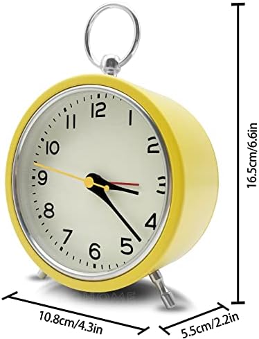 Small Alarm Clock with Night Light and Hanging Design Yellow