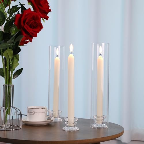 6 Sets Modern Candle Stand with Chimney Covers for Tapered Candles