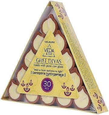 Welburn VedaCo Pure Cow Ghee Diya Set - 30 Pieces