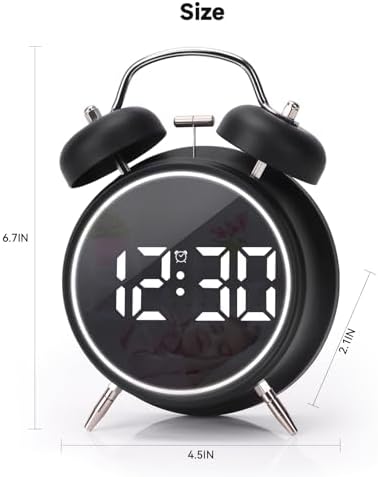 Super Loud Digital Alarm Clock with LED Display and Double Bell Sound