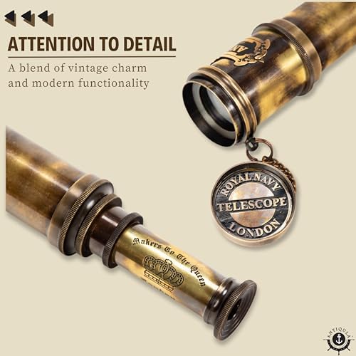 1920 Vintage Brass Telescope with Leather Case