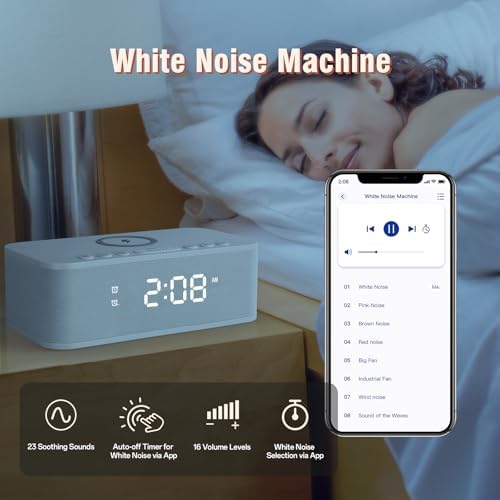 Dual Alarm Clock Radio with Bluetooth and White Noise