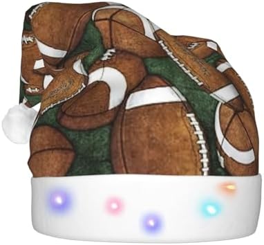 Football Green Print Christmas Hat with LED Lights