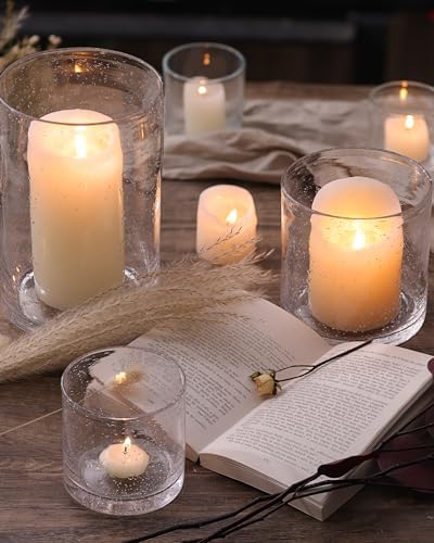 NITIME Hurricane Candle Holder Set of 3 Clear Glass Holders